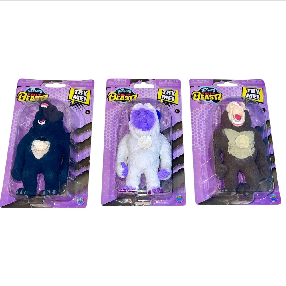 New Orb Sensory Elast A Beastz Strecthy Monsters Ape Bear Yeti Toy Lot